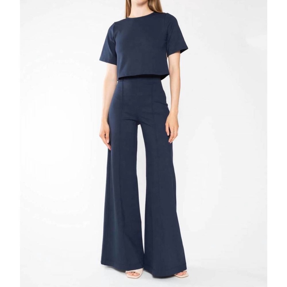 Ripley Rader High Waist Wide Leg Ponte Knit Pull On Pant Navy Blue NWT 4+